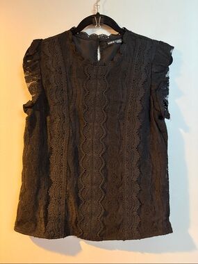 SHEIN Black Lace Cap Sleeve Blouse